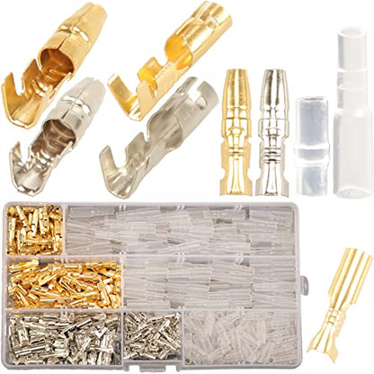 Feggizuli 400PCS 3.9mm Bullet Connectors Male and Female, Brass Bullet Terminal Connectors with Insulation Sleeve, Crimp Terminal Connectors Automotive Electrical Connectors Motorcycle Connector Kit - size: 400pcs