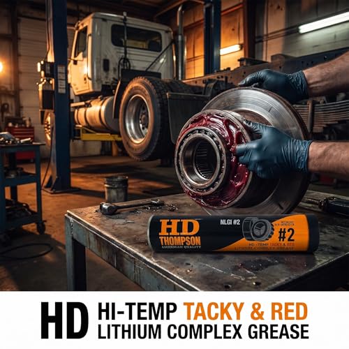 HD Thompson Red N Tacky Grease 4.4 lb Tub — NLGI 2 Lithium Complex EP2 High Temperature Red Grease, Bulk Container for Wheel Bearing, Chassis, Trailer Axle & Heavy Equipment