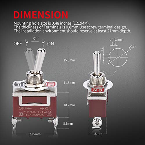 DaierTek Waterproof Toggle Switch 12V DC 30A Heavy Duty 2 Pin ON Off SPST with Weatherproof Boot Cap Cover for Auto Car Marine Boat -2 Pack - size: Screw ON/OFF with Weatherproof Boot Cap