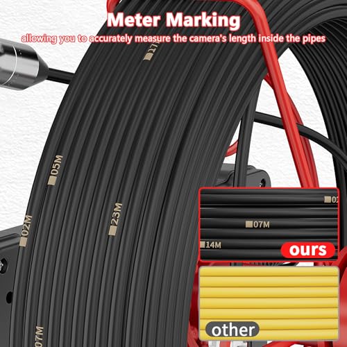 Sewer Camera 100ft/30M 7" Rainproof IPS Screen Pipe Drain Inspection - size: 100FT/30M