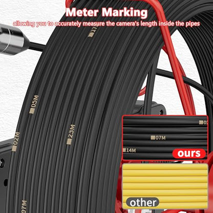 Sewer Camera 100ft/30M 7" Rainproof IPS Screen Pipe Drain Inspection - size: 100FT/30M