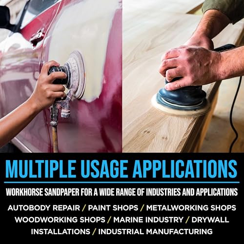 ProductionShop Premium 320 Grit 6" Rhombus Diamond Shape Blue Sanding Discs, 6-Hole, Box of 50 - Hook & Loop Anti-Clogging J-Cloth Dustless Sandpaper for Random Orbital Sanders, Sand Auto Paint, Wood - style: 320 Grit