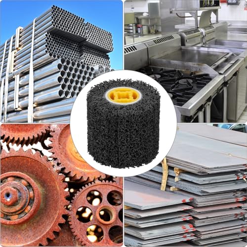 QWORK 4.5 x 4 Inch, 40 Grit Abrasive Wheel & 3/4 Inch Wire Polishing Drum, Versatile Paint