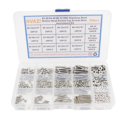 #2-56#4-40#6-32 UNC 304 SS Button-Head Socket Cap Screws & Nuts Kit - size: #2-56 #4-40 #6-32 UNC