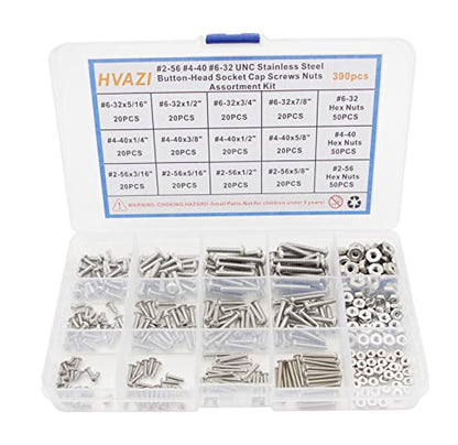 #2-56#4-40#6-32 UNC 304 SS Button-Head Socket Cap Screws & Nuts Kit - size: #2-56 #4-40 #6-32 UNC