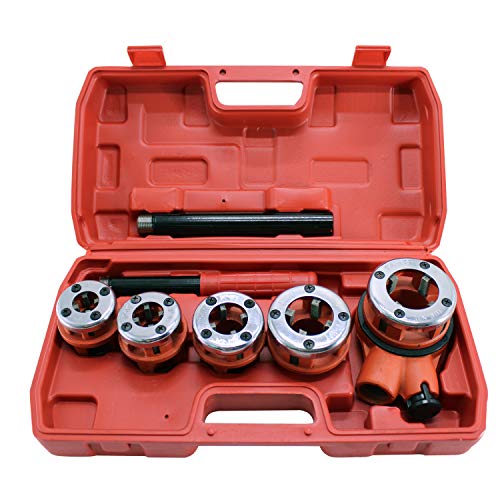 HFS(R 5-Die NPT Ratchet Pipe Threader Kit, 3/8, 1/2, 3/4, 1 and 1-1/4 Inch - size: with 5 Dies