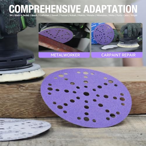 6 Inch 49 Hole Sanding Discs 80-220 Grit 50 Pcs Ceramic Sanding Discs - style: MIX1