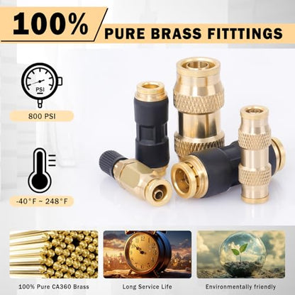 CheeMuii 32PCS Brass DOT Air Line Fittings DOT Quick Connect Straight Union - color: Gold, size: 32 PCS