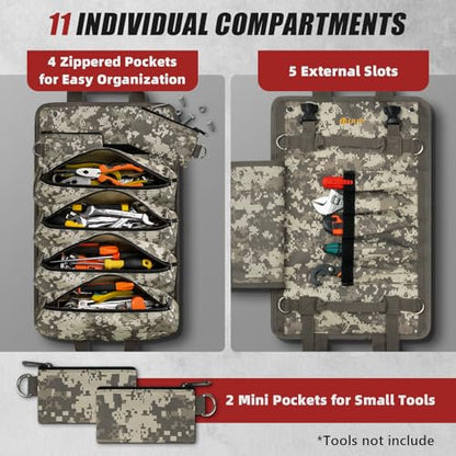 Tool Roll Bag Heavy Duty Tool Bag Gifts for Men Dad Mechanic, Camouflage - color: Camouflage