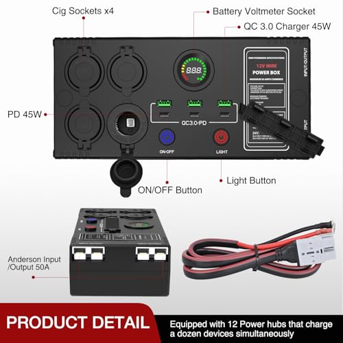 Nilight Mini Power Box 12V/24V DC Distribution Box Plug & Play Multi Ports - color: 12V 24V Mini Power Box