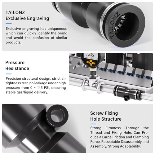 TAILONZ 1/2" x 1/4" Reducer Push-to-Connect Fitting PG1/2-1/4 10Pcs - size: 1/2"OD x 1/4"OD