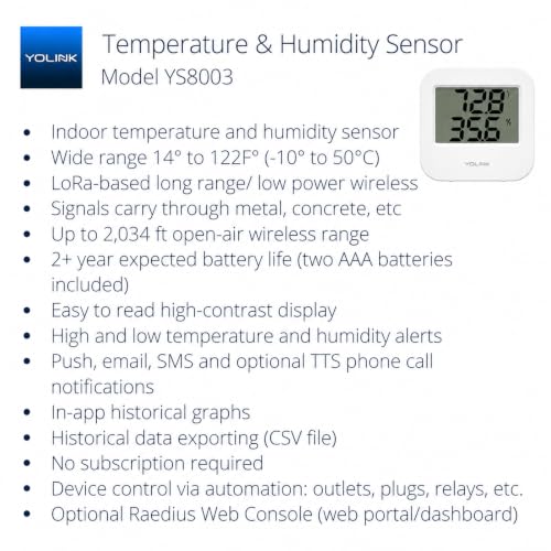 YoLink Indoor Temperature & Humidity Sensor, YS8003