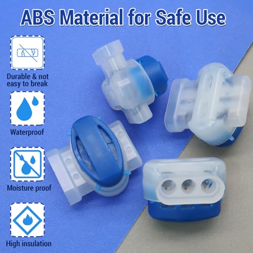 Uenhoy 20 Pcs 3 Way Waterproof IDC Wire Connectors 22-14 AWG Self-Stripping