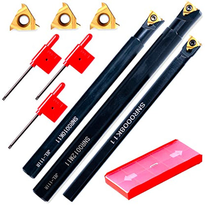 Lathe Turning Holders Threading Holder - Threading Tools Metal Lathe Cutting Tools 3pcs Internal Boring Bars SNR0008K11+SNR0010K11+SNR0012M11 with 3pcs Indexable Carbide Inserts for Lathe Tools - color: 3pcs SNR turning holders+3pcs inserts