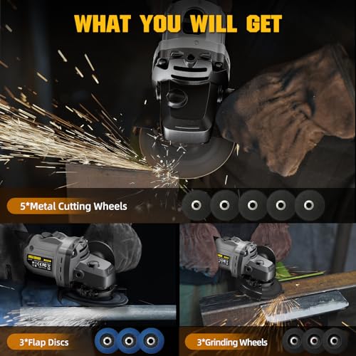 Cordless Angle Grinder 4-1/2" Compatible with DEWALT 20V MAX Battery - color: Deep Grey