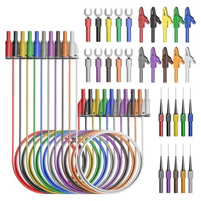 Goupchn 4mm Safety Shrouded Banana Plug Silicone Test Leads Kit 40PCS - color: Ten Colors, size: Test Leads Kit