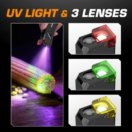 EverBrite Flat Rechargeable EDC Flashlight with RGB/UV Light for Home - color: Black