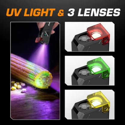EverBrite Flat Rechargeable EDC Flashlight with RGB/UV Light for Home - color: Black