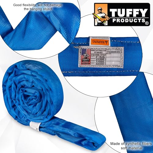 Flexi-Grip Blue 8 ft Endless Round Sling, 21,200 lb. Vertical Capacity, Heavy Duty Lifting Sling, USA Made - color: 07 Blue - Vertical Capacity 21,200 lbs, size: 8FT