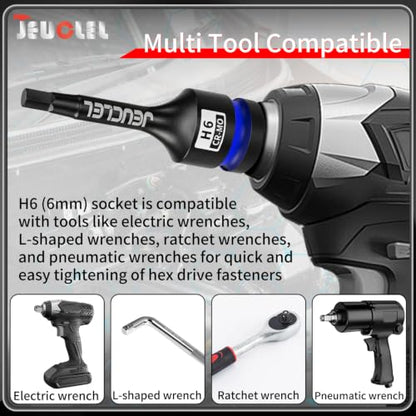 6mm Hex Impact Bit Socket, H6 1/2" Drive Allen Socket, Cr-Mo Steel - size: 1PC | H6 6MM
