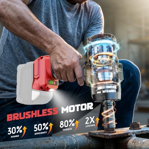 DIYtoolifz 2000N.M Cordless Impact Wrench Compatible with Milwaukee 18V - color: Red