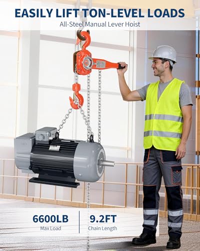 3 Ton Lever Chain Hoist, 6600 Lbs 10 ft Manual Ratchet Come Along - size: 3 Ton 10FT