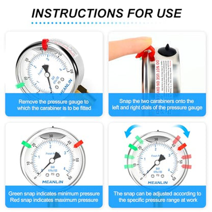 MEANLIN MEASURE 0~60Psi Stainless Steel Liquid Filled Pressure Gauge 1/4" NPT 2.5" FACE DIAL Silicone Oil Filled, WOG Water Oil Air Lower Mount (with 2PCS Snaps) - size: 0-60Psi