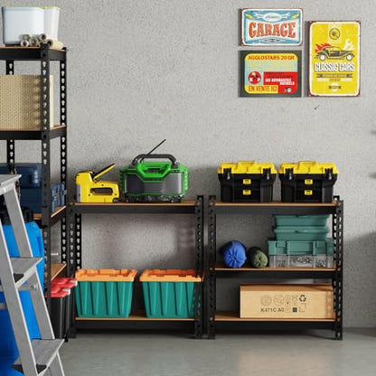 BestOffice 5-Tier Heavy Duty Storage Shelving Unit, 1650 LBS Adjustable Metal Garage Rack, 27.6" W X 11.8" D X 60" H, MDF Shelves for Garage Basement Kitchen, Black - size: 28"W x 12"D x 60"H