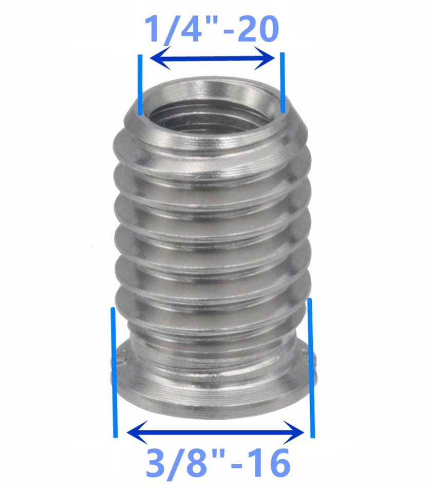 Stainless Steel 1/4"-20 Female to 3/8"-16 Male Convert Screw Adapter (6pcs, 14mm) - color: 6pcs, size: 14mm