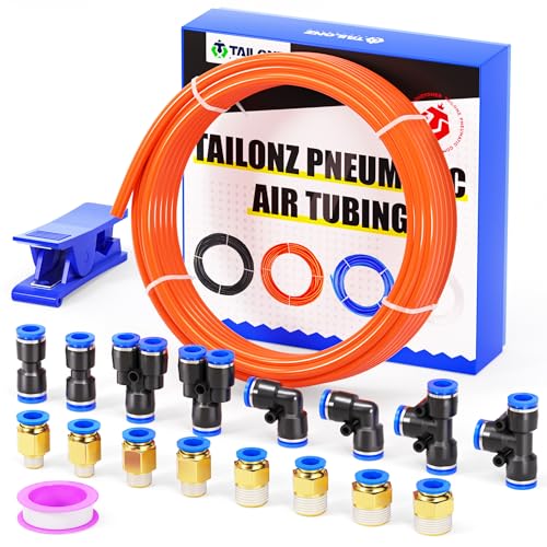 TAILONZ Orange 8mm OD 5mm ID PU Air Hose Pipe Tube Kit 10 Meter 32.8ft - color: Orange, size: 8mm OD/32.8ft/10m