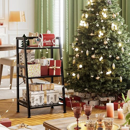 3-Tier Bookshelf, Ladder Shelf, Stand up Shelves, Industrial Bookcase with Steel Frame, Metal Small Bookcase, for Living Room, Home Office, Kitchen, Bedroom, Industrial Style（Black） - color: Black, size: 3 Tier (11.8"D x 16.5"W x 31.3"H)