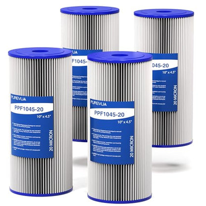 10" x 4.5" Pleated Sediment Water Filter Cartridge 20 Micron 4-Pack