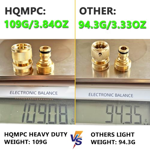 HQMPC Garden Hose Quick Connect Solid Brass Quick Connector Garden Hose Fitting Water Hose Connectors Garden Hose Disconnect 3/4 inch GHT (2Sets) (2Female+2Male) - size: 2 Sets
