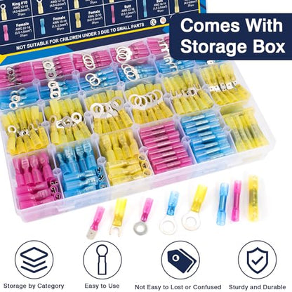 ZQZ 610Pcs Heat Shrink Marine Wire Connectors Assortment Kit, Waterproof - size: Heat Shrink