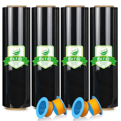 18"x1500ft Black Stretch/Shrink Wrap Roll for Moving, 4 Rolls - style: 18inch-4pack