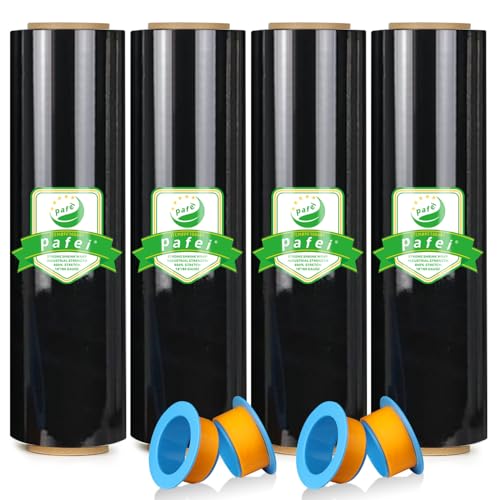 18"x1500ft Black Stretch/Shrink Wrap Roll for Moving, 4 Rolls - style: 18inch-4pack