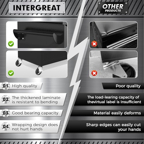 INTERGREAT 8-Drawers Rolling Tool Chest, Assembled Tool Chest with Wheels, Detachable Top Tool Box, Tool Cabinet for Repair Room,Warehouse, Rolling Tool Box with Hooks,Tray Divider,Liners(Black) - color: Black, size: 8 Drawers