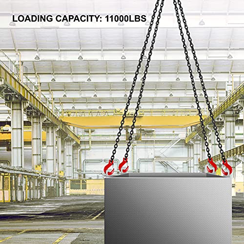VEVOR Chain Sling 5/16 Inch X 5 Ft Chain Sling for Engine Hoist G80 Alloy Steel Lifting Sling Chains 3 Ton with 4 Leg Grab Hooks - size: 5/16 Inch x 5 FT
