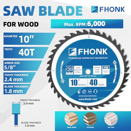 10-inch 40T Circular Saw Blade, 5/8-inch Shaft, Made of Hard Alloy Material, Suitable for Cutting Wood, Copper, Plastic, PVC, Acrylic, and Aluminum Strips.
