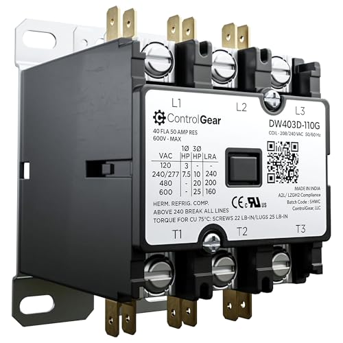 3-Pole Definite Purpose Contactor, 40A, 240V Coil, UL Recognized, A2L Cert. - size: 3P 40A 240V coil