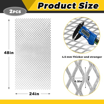 Gisafai 2 Pcs 48" X 24" X 7 Gauge Steel Expanded Metal Sheet, Silver - color: Silver, size: 48" X 24" X 7 Gauge