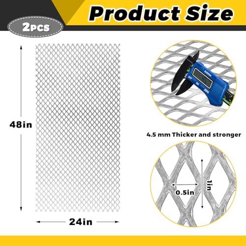 Gisafai 2 Pcs 48" X 24" X 7 Gauge Steel Expanded Metal Sheet, Silver - color: Silver, size: 48" X 24" X 7 Gauge