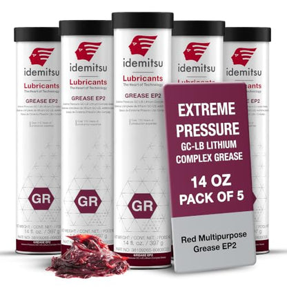 Idemitsu EP2 Red All Purpose Grease NLGI 2 – 14 oz Cartridge, 5 Pack - size: 5 Pack