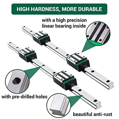 Linear Guide Rail 2PCS HGR20 1000mm Linear Slide Rail Guide Rail 4PCS HGH20CA Square Block Bearings for DIY CNC Routers Kit Lathes Mills - size: 1000mm, style: HGR20