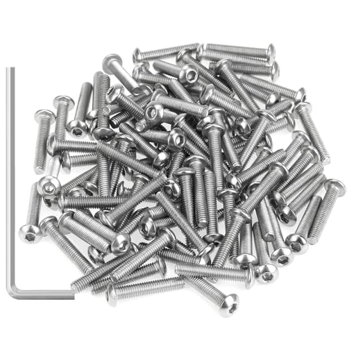 105 Pieces M3 x 16mm Button Head Socket Cap Screws, Thread Pitch 0.5mm, Sutemribor M3 Screws, 304 Stainless Steel, Fully Threaded, Silver - size: M3 x 16mm, style: Button Head