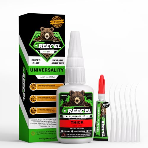 Liquid Thick Super Glue 1 oz + 3g Gel Glue for Large Gaps, Clear CA - color: Thick Viscosity, size: 1 oz
