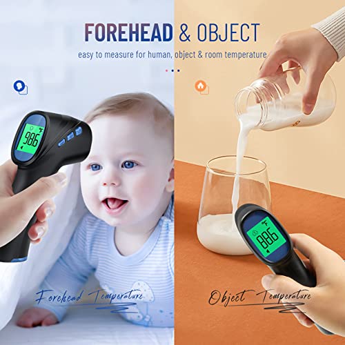 Forehead Thermometer for Adults and Kids, Non Contact, 1s Result (Black) - color: Black