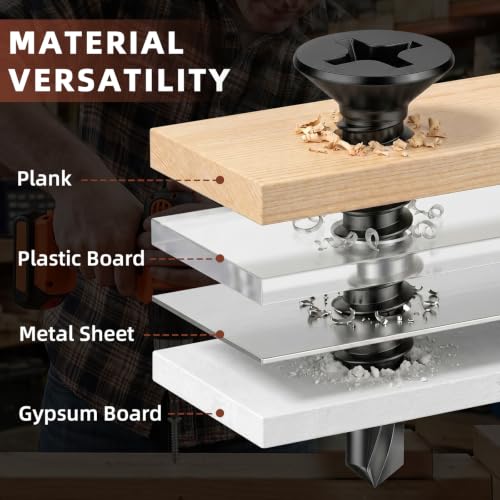 Mellewell #6 x 1/2" Black Flat Head Sheet Metal Screws, 100 PCS - color: Black, size: #6 x 1/2"