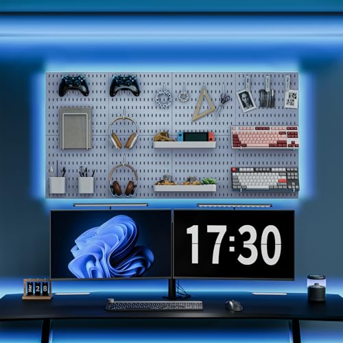 MULSAME Pegboard Combination Kit, 25.2" x 25.2" Wall Mounted Storage Set with 4 Pegboards & 20 Accessories Hanging, Peg Boards Organizer - color: Blue, size: 25.2" * 25.2"