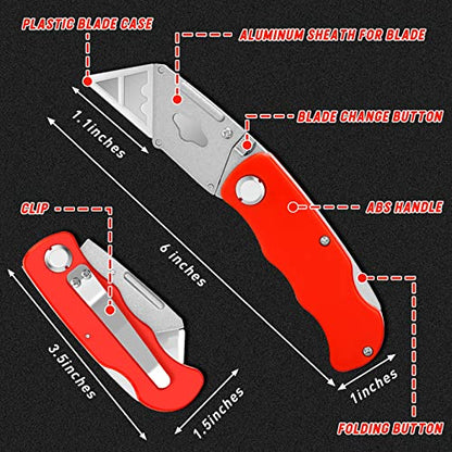 JETMORE Box Cutter Tools 4 Pack Utility Knife With 10 Mat Cutter Blades - color: 4 Pack